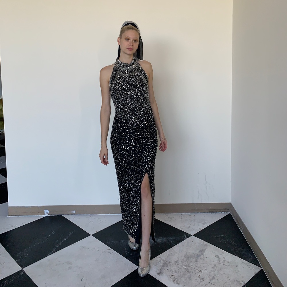 Beaded Laurence Kazar Evening Gown